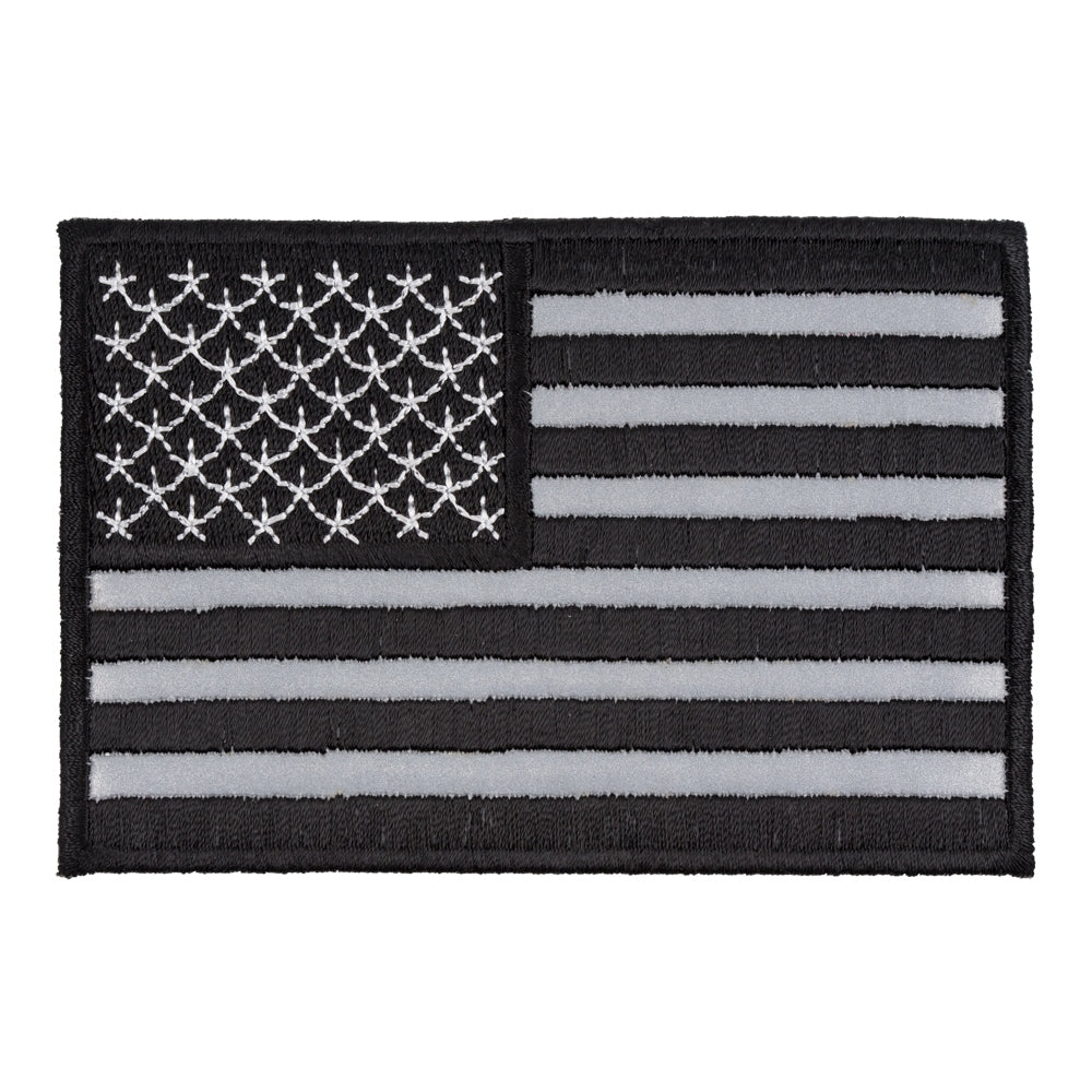 Reflective Black & Grey American Flag Patch, Small Size — product image