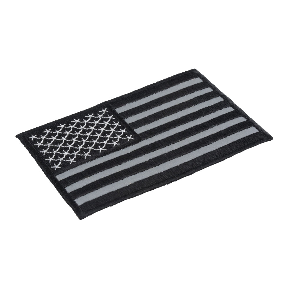 Reflective Black & Grey American Flag Patch, Small Size — detail view 1
