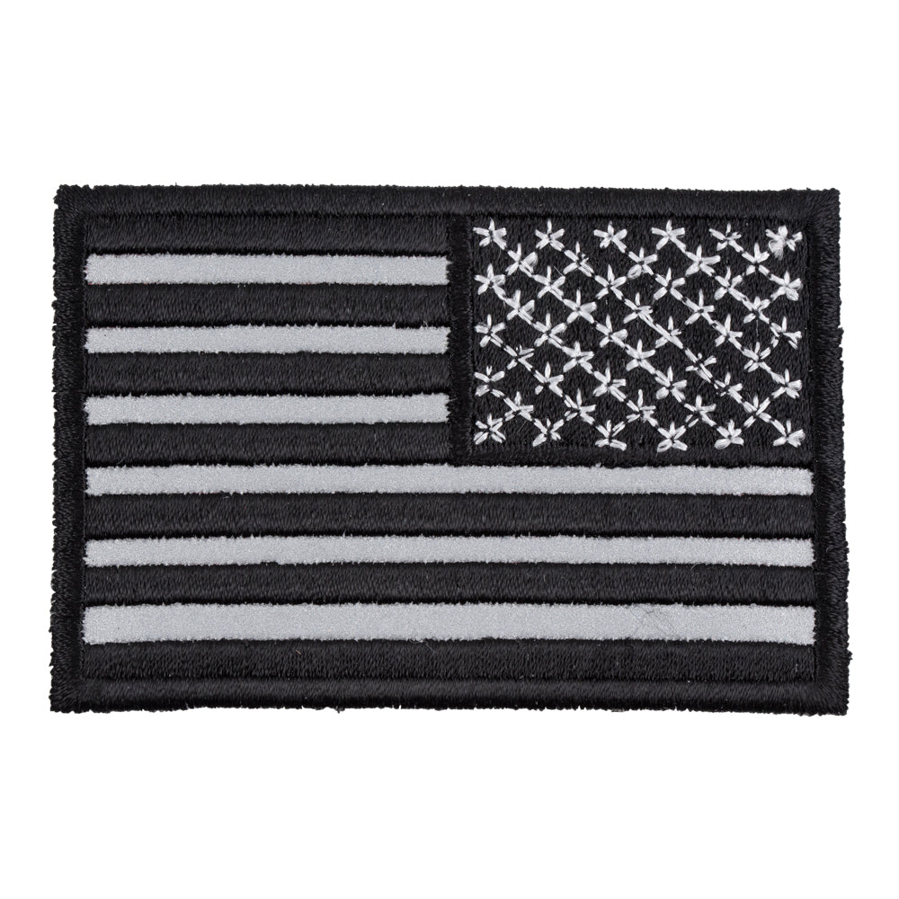 Reflective Black &amp; Grey American Flag Reversed Patch, U.S. Flag Patches — product image