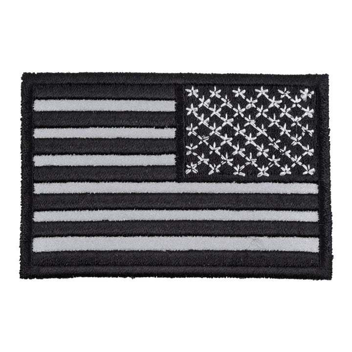 Reflective Black &amp; Grey American Flag Reversed Patch, U.S. Flag Patches — product image