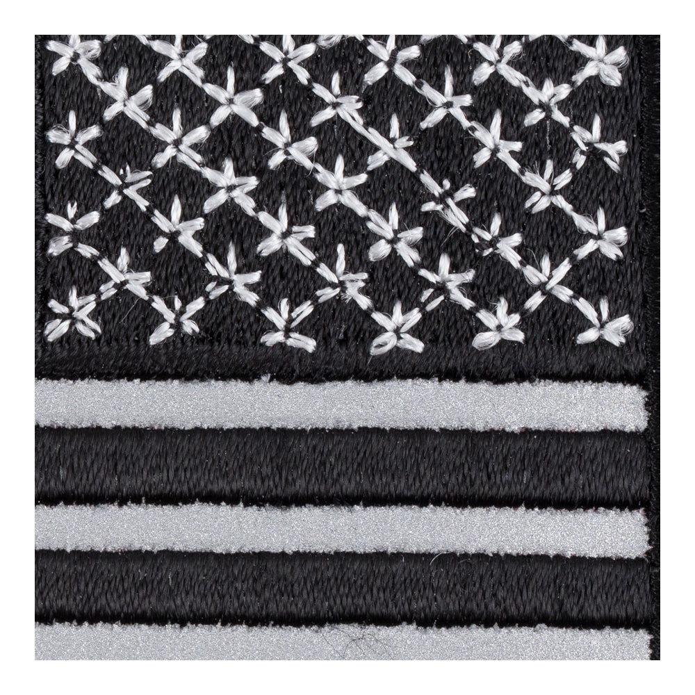 Reflective Black &amp; Grey American Flag Reversed Patch, U.S. Flag Patches — detail view 2