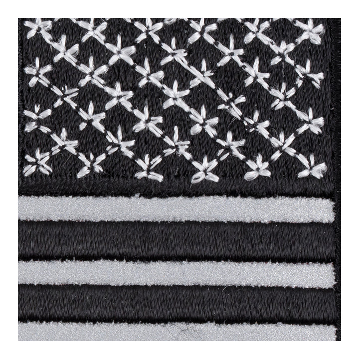 Reflective Black &amp; Grey American Flag Reversed Patch, U.S. Flag Patches — detail view 2