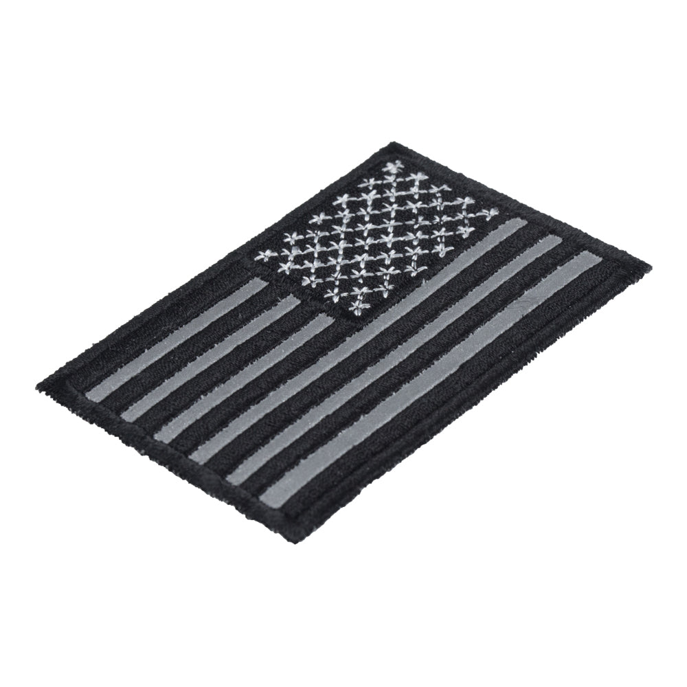 Reflective Black & Grey American Flag Reversed Patch, U.S. Flag Patches — detail view 1