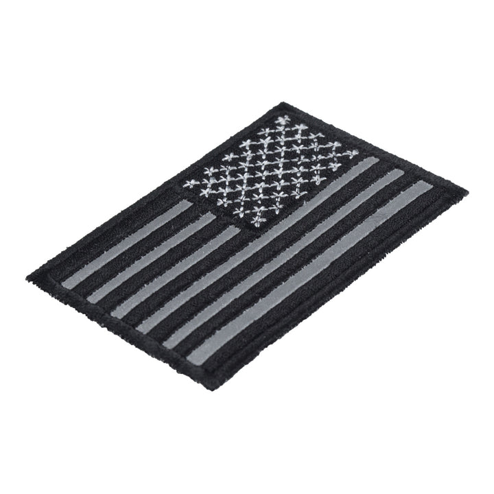 Reflective Black &amp; Grey American Flag Reversed Patch, U.S. Flag Patches — detail view 1