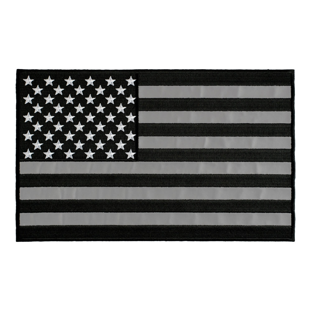 Reflective Black & Grey American Flag Patch, Large Size — product image