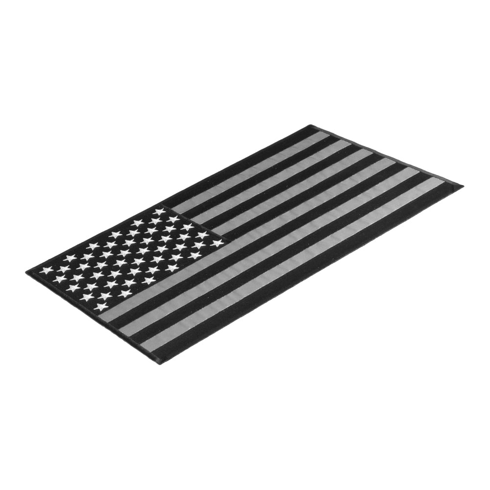 Reflective Black &amp; Grey American Flag Patch, X-Large Size — detail view 2