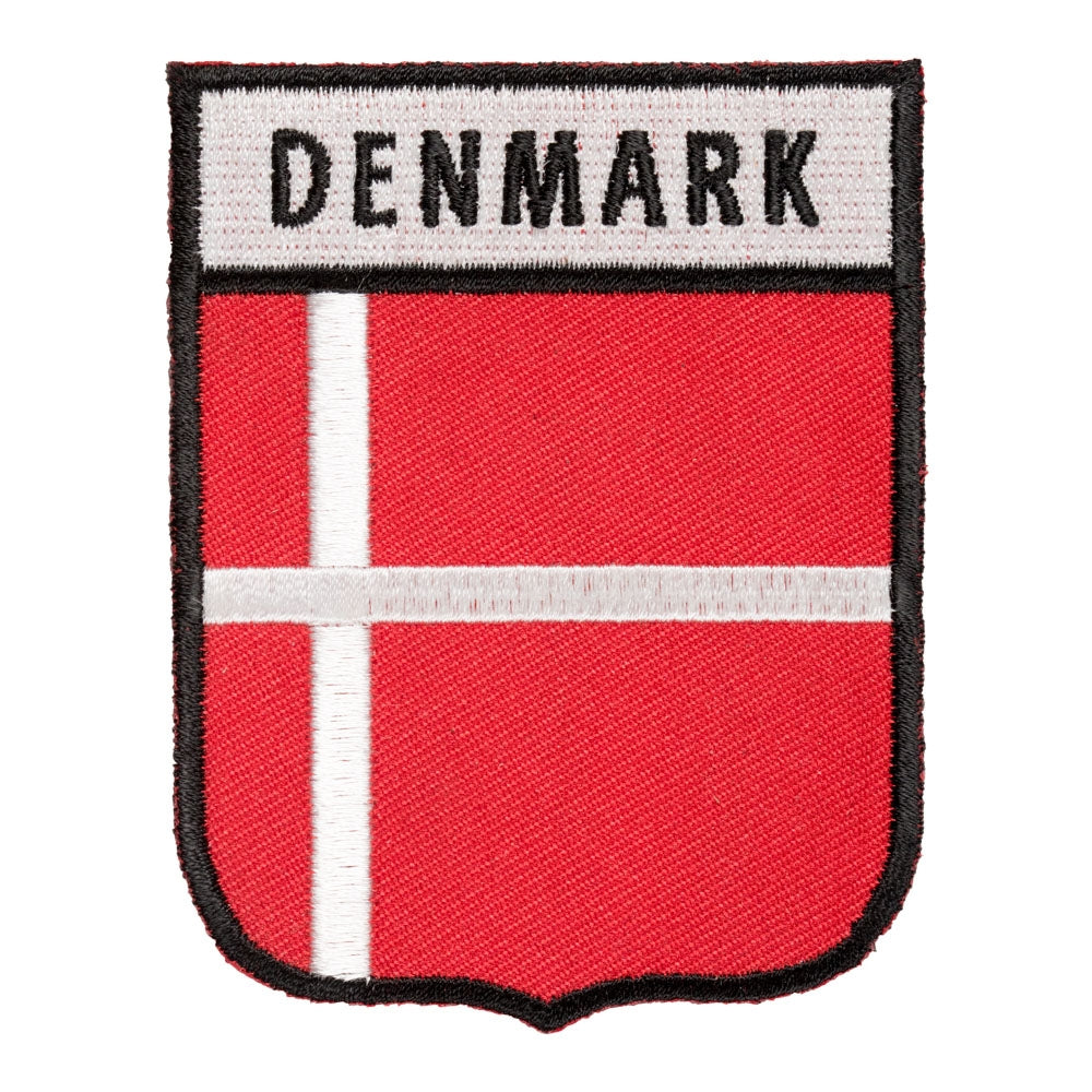 Denmark Flag Shield Patch, Scandinavian Country Flag Patches — product image