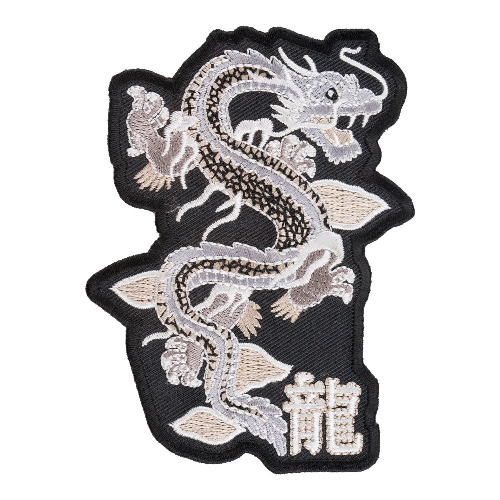 Silver Dragon & Chinese Writing Patch, Dragon Patches — product image