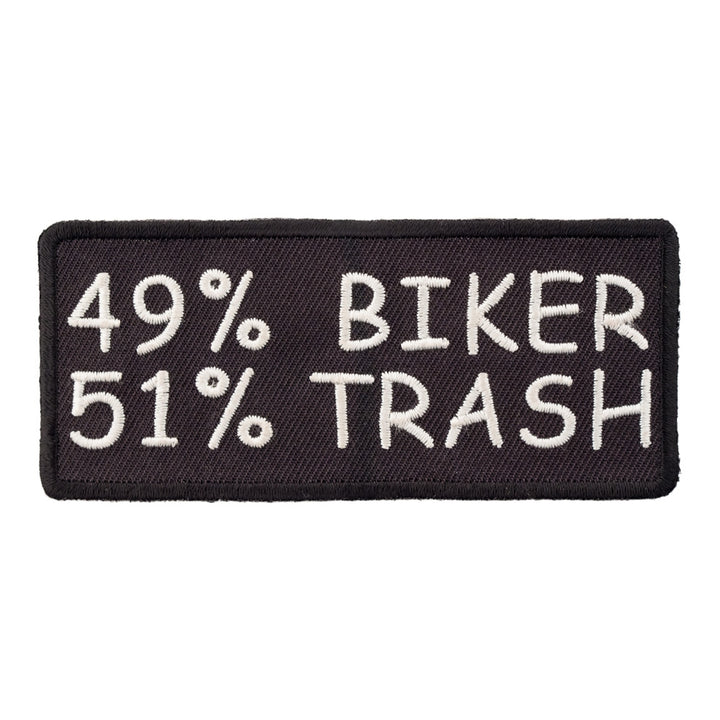 49% Biker 51% Trash Patch, Biker Sayings Patches — product image