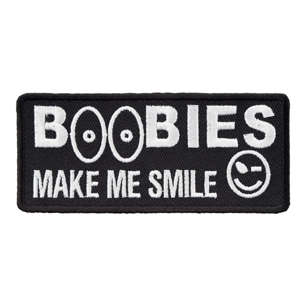 Boobies Make Me Smile Patch, Funny Patches — product image