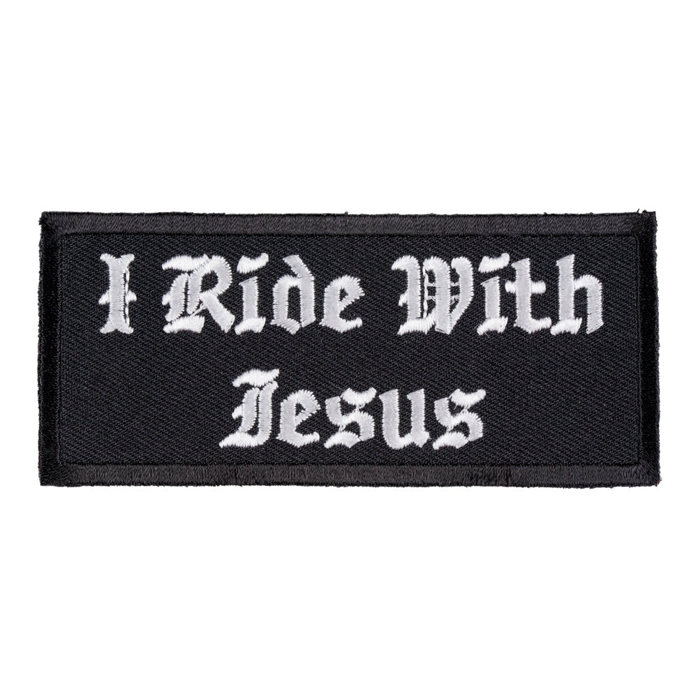 I Ride With Jesus Black &amp; White Patch, Religious Patches — product image