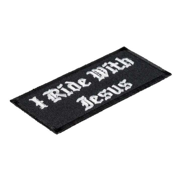 I Ride With Jesus Black &amp; White Patch, Religious Patches — detail view 1