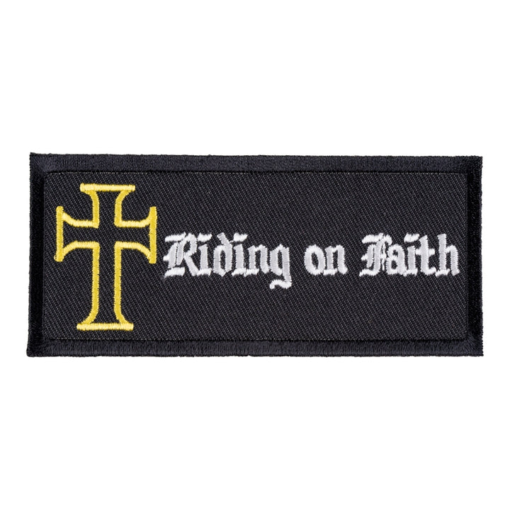 Riding On Faith Cross Patch, Christian Biker Patches — product image