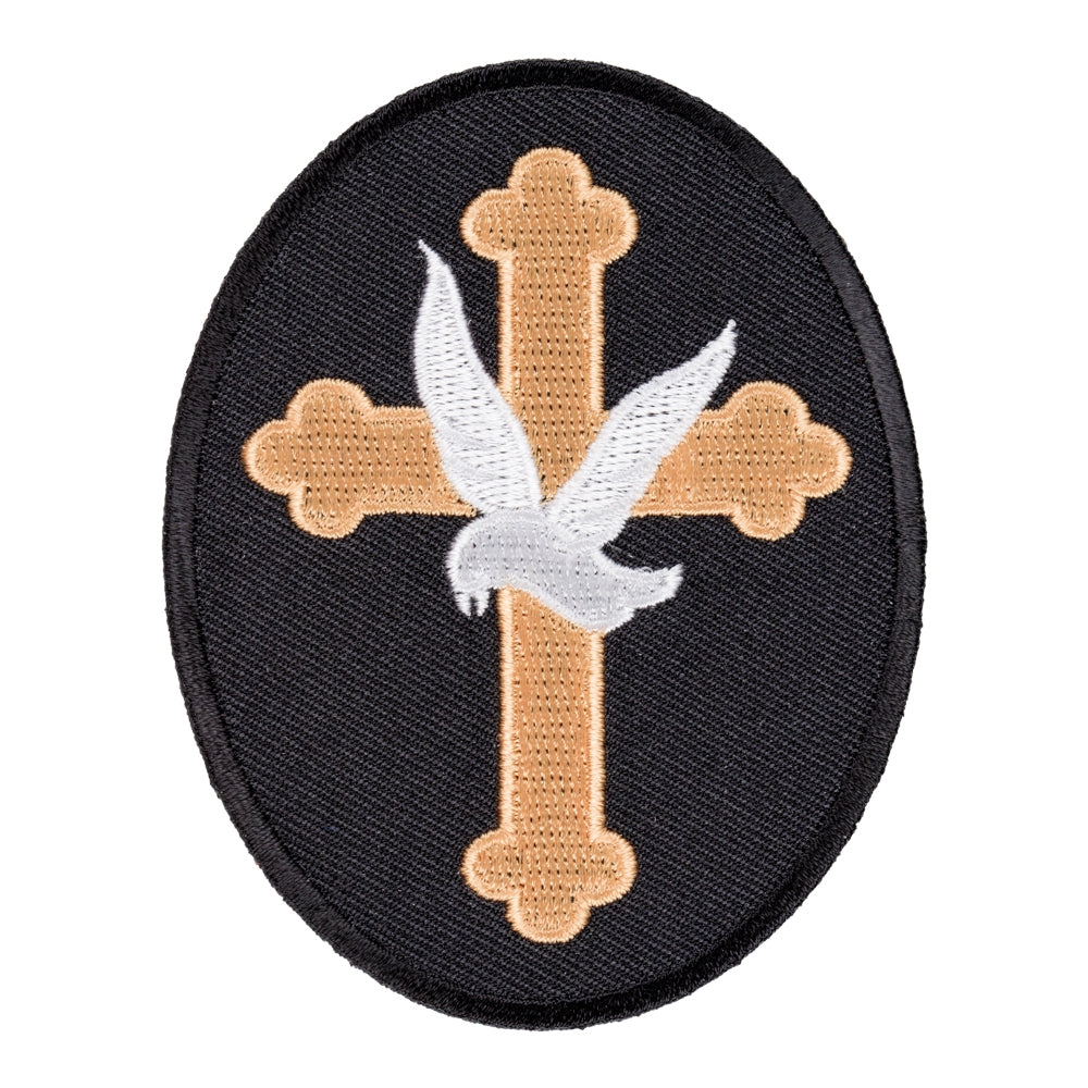 Gold Cross With Dove Patch, Religious Cross Patches — product image