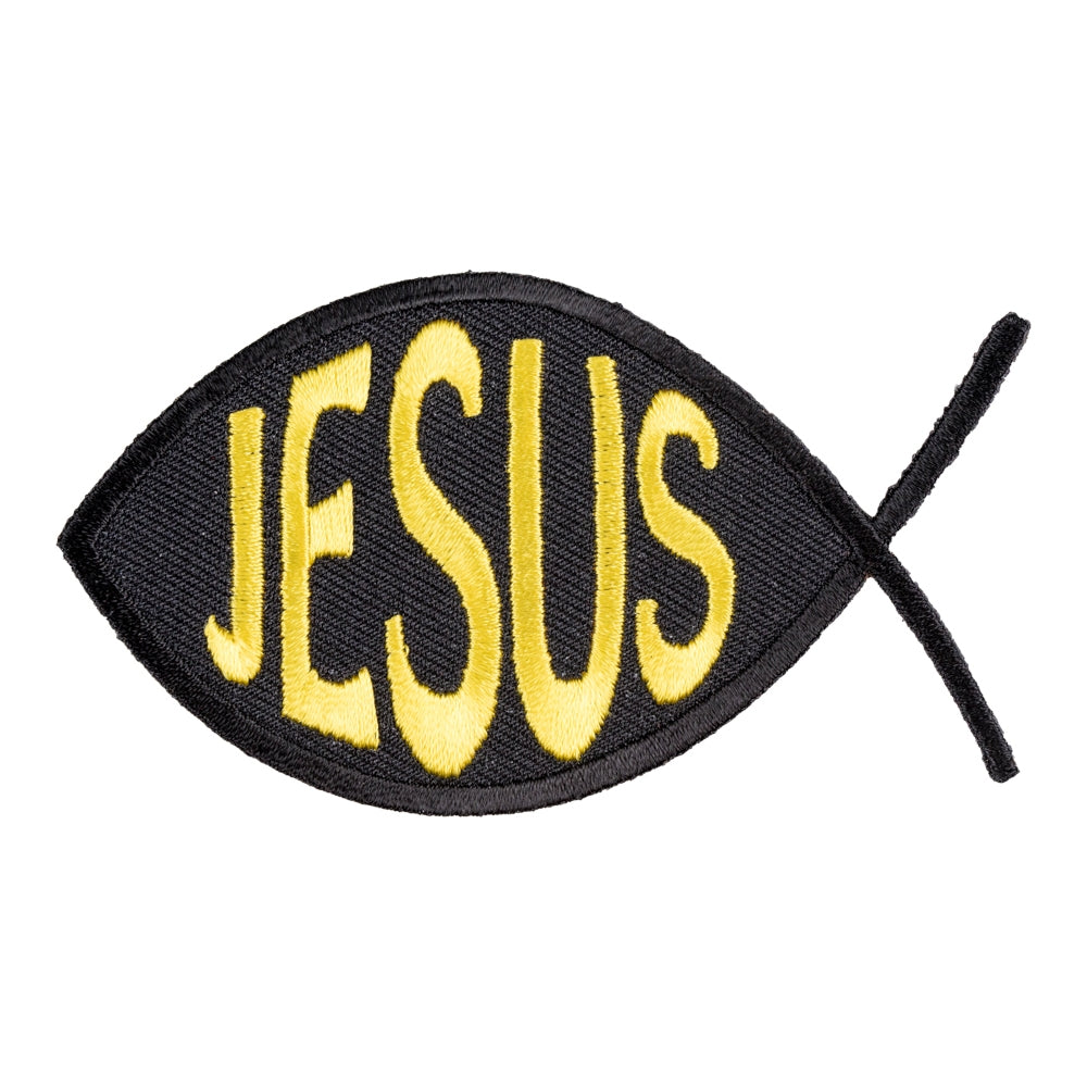 Jesus Fish Black & Yellow Patch, Christian Patches — product image