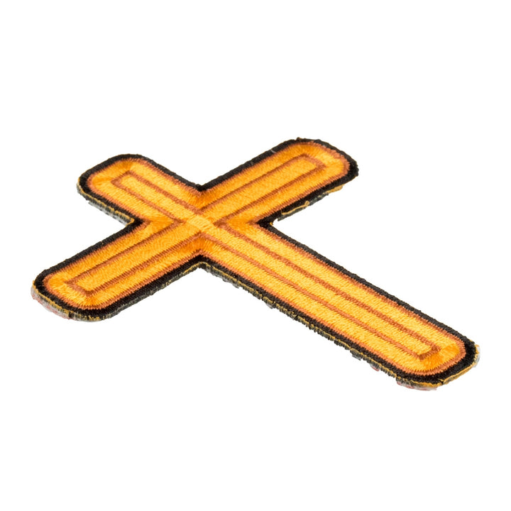 Gold Wooden Cross Patch, Religious Cross Patches — detail view 1