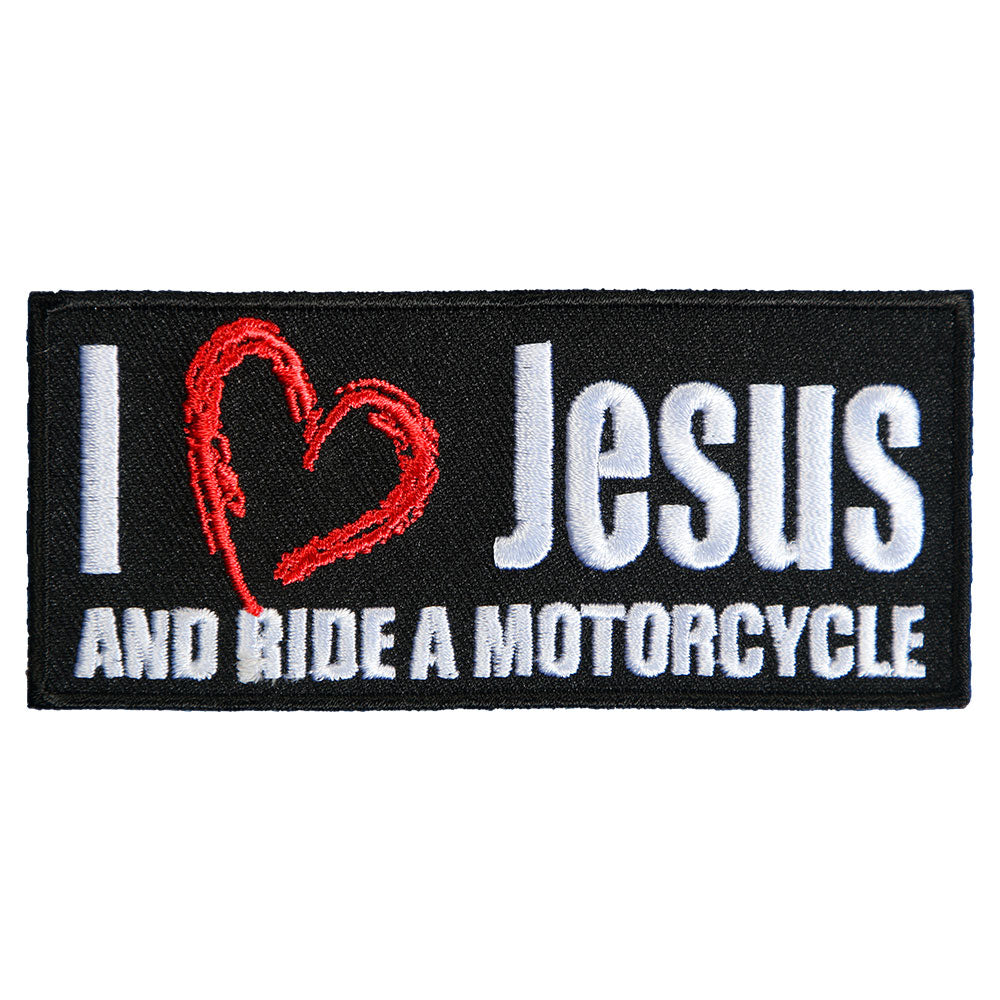 I Love Jesus & Ride A Motorcycle Patch, Christian Biker Patches — product image