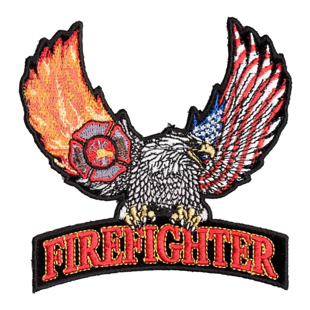 Flaming Wings Eagle Firefighter Patch, Firefighter Back Patches — product image