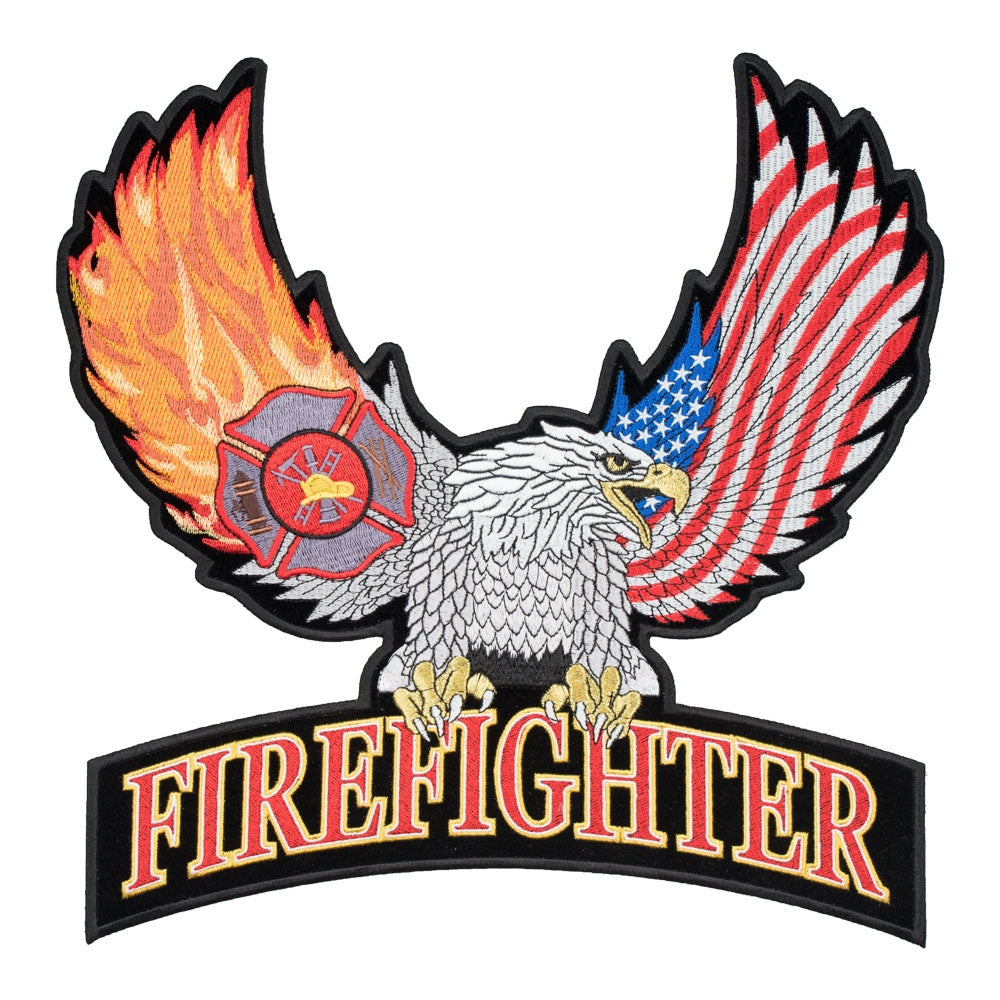 Flaming Wings Eagle Firefighter Patch, Large Size — product image