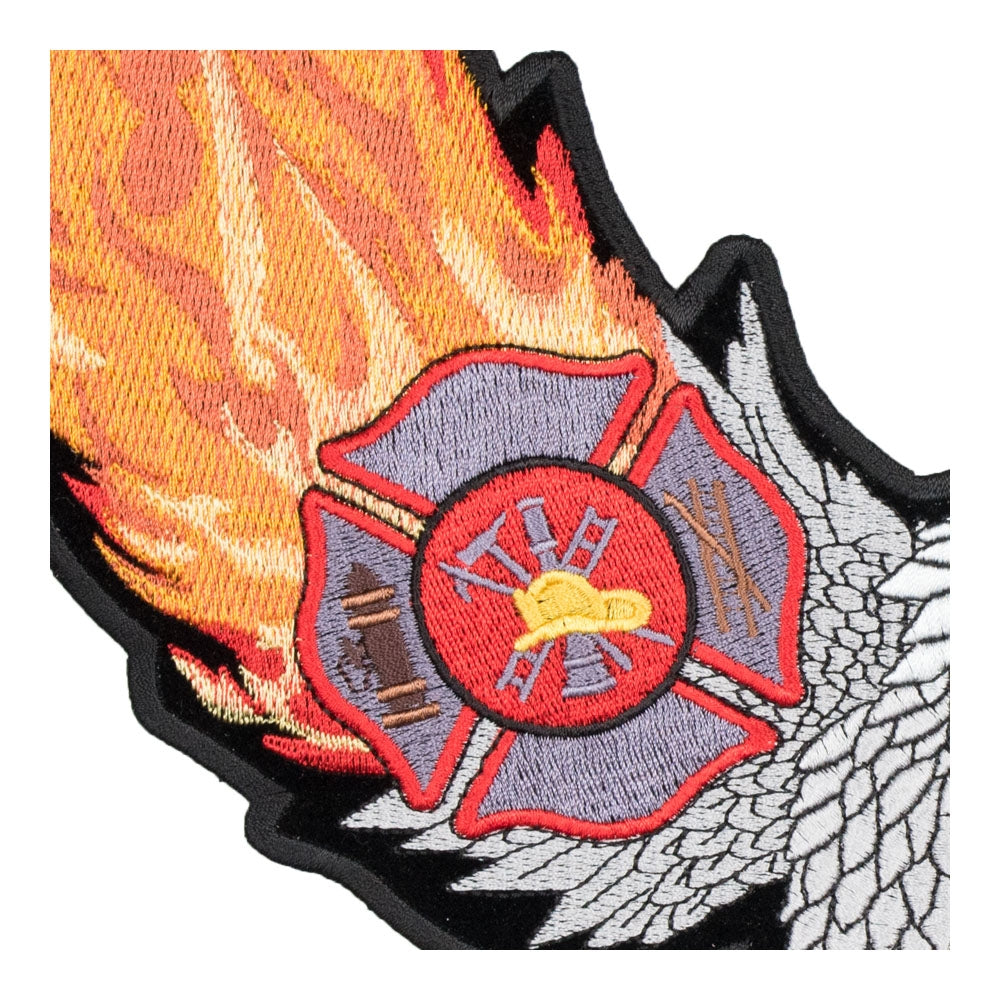 Flaming Wings Eagle Firefighter Patch, Large Size — detail view 2