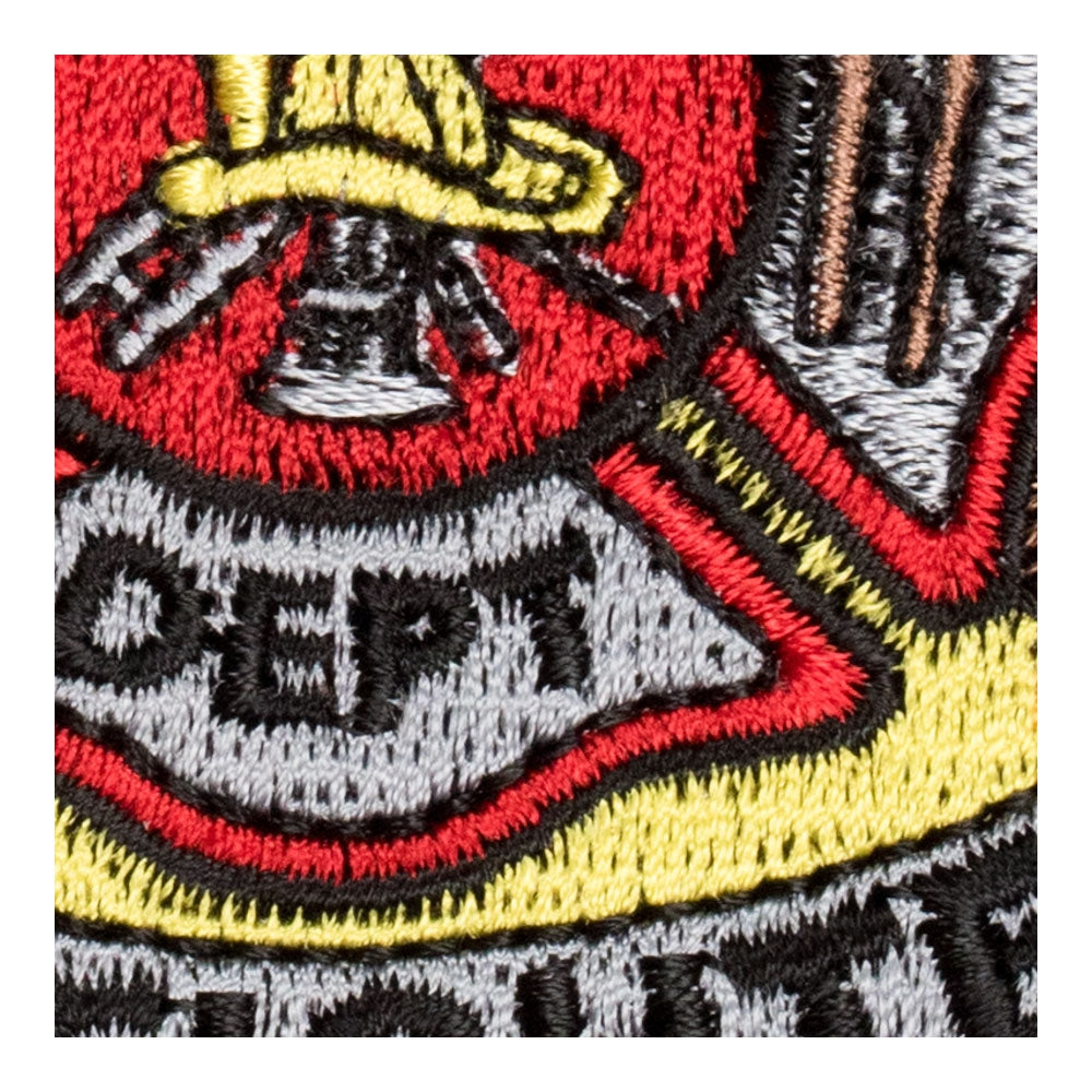 Firefighter Cross Red & Yellow Flames Patch, Small Size — detail view 1
