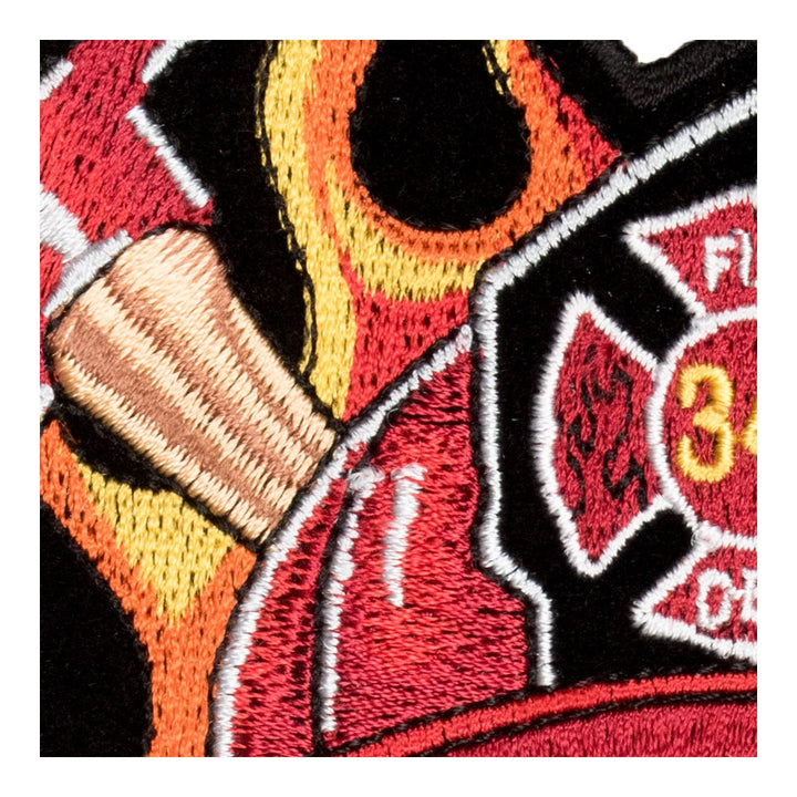 343 Firefighter Skull &amp; Flames Patch, Small Size — detail view 1