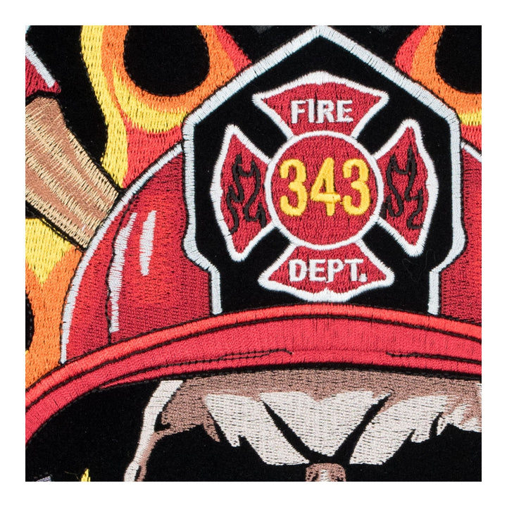 343 Firefighter Skull &amp; Flames Patch, Large Size — detail view 2