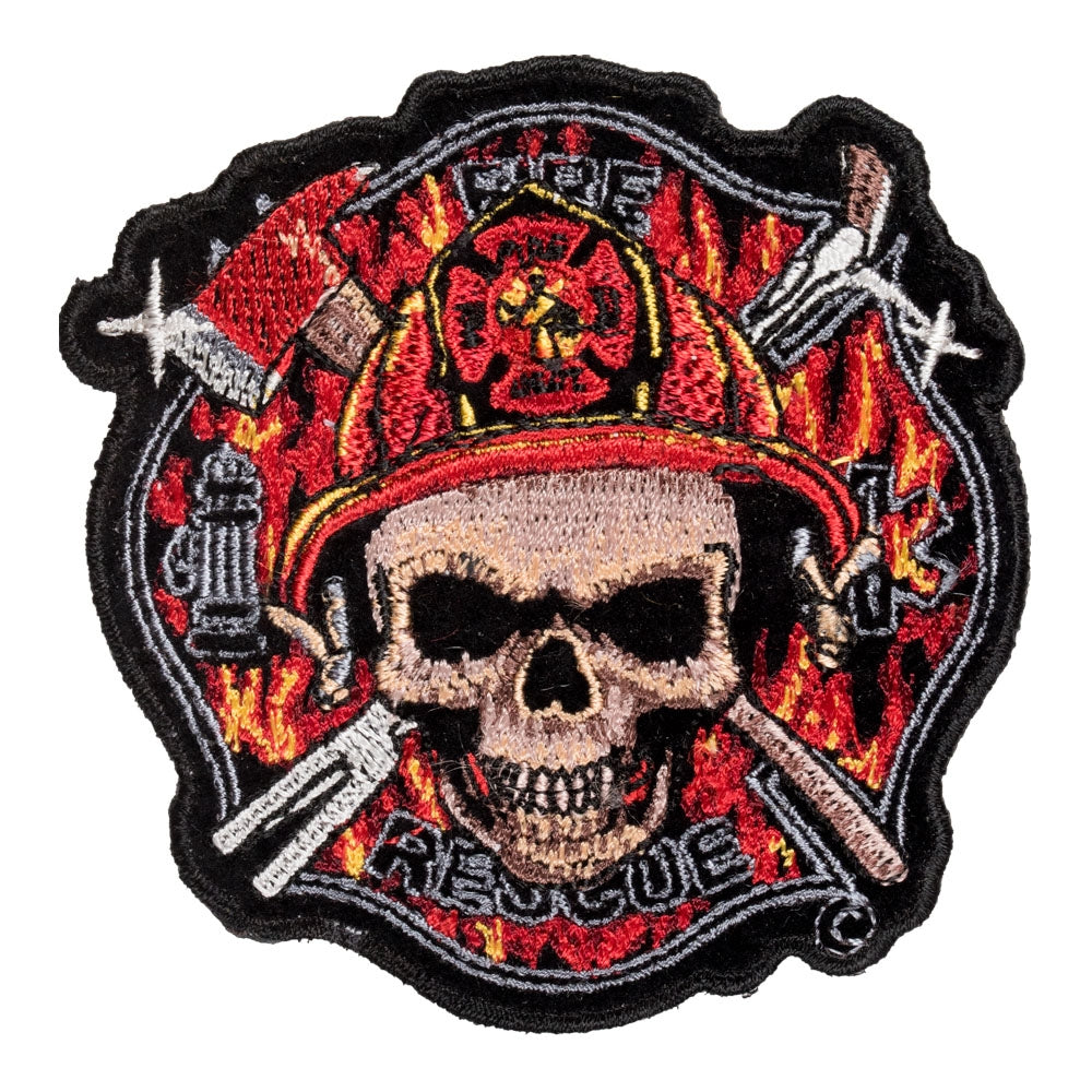 Fire Rescue Skull Maltese Cross Patch, Small Size — product image