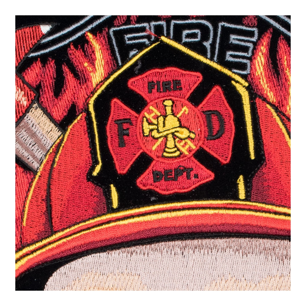 Fire Rescue Skull Maltese Cross Patch, Large Size — detail view 1