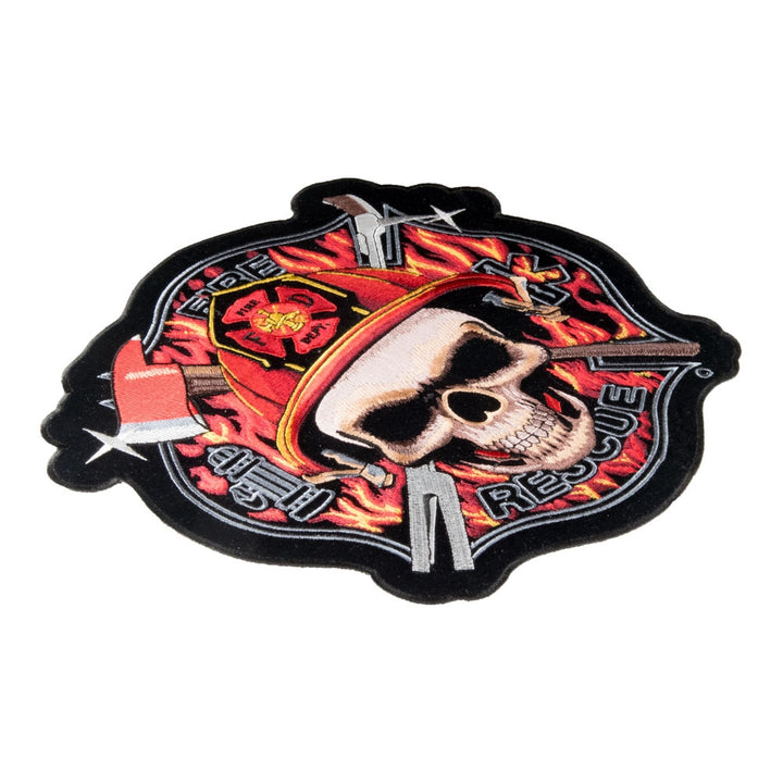 Fire Rescue Skull Maltese Cross Patch, Large Size — detail view 2