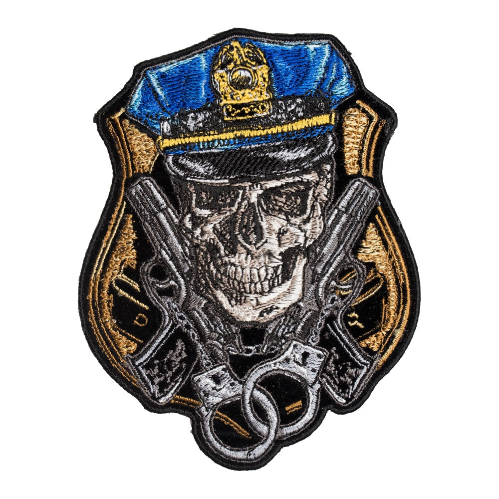 Police Badge Skull Guns & Handcuffs Patch, Small Size — product image
