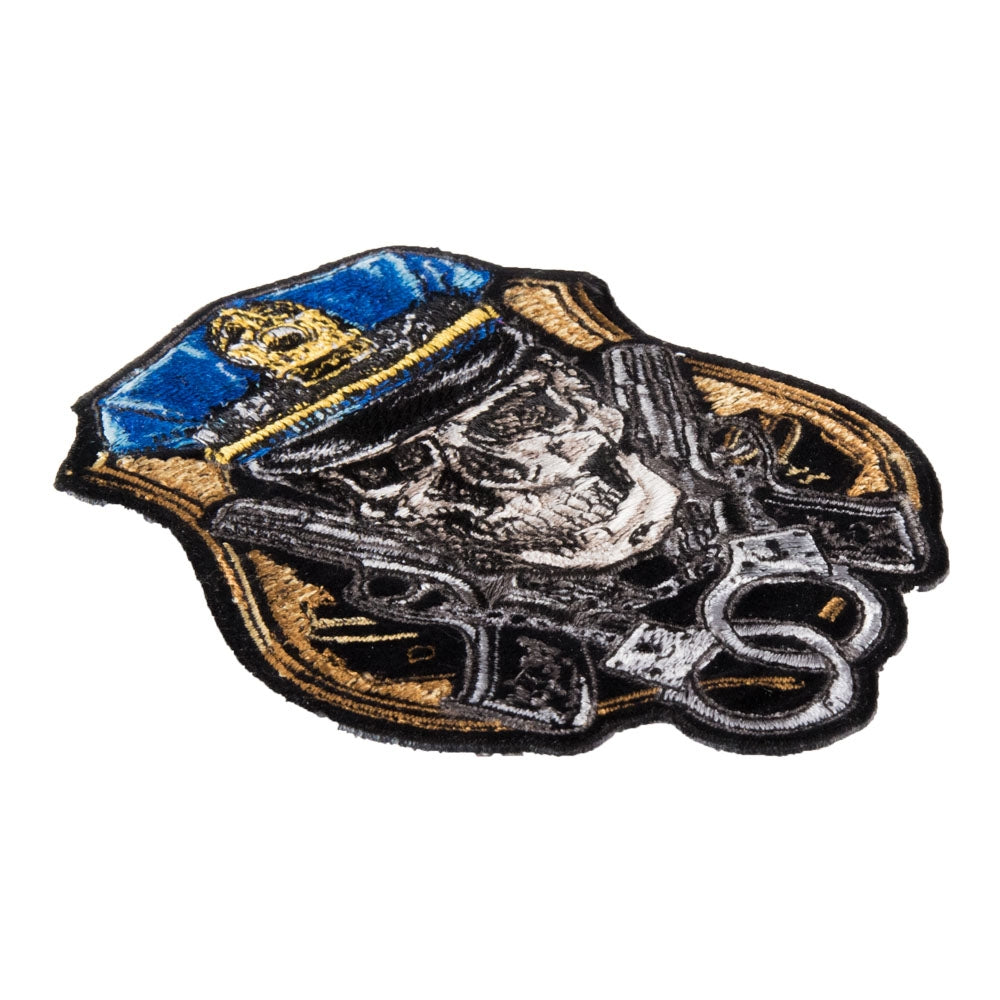Police Badge Skull Guns & Handcuffs Patch, Small Size — detail view 1