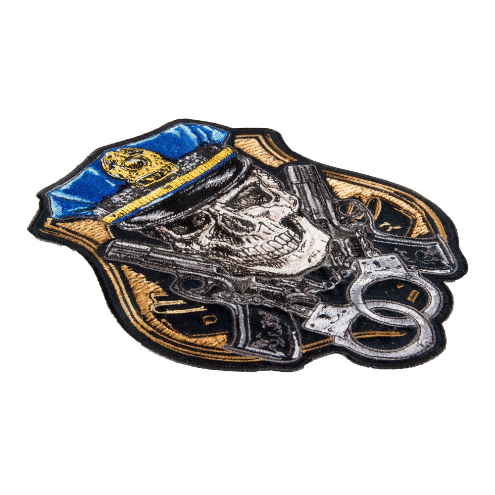Police Badge Skull Guns &amp; Handcuffs Patch, Medium Size — detail view 1