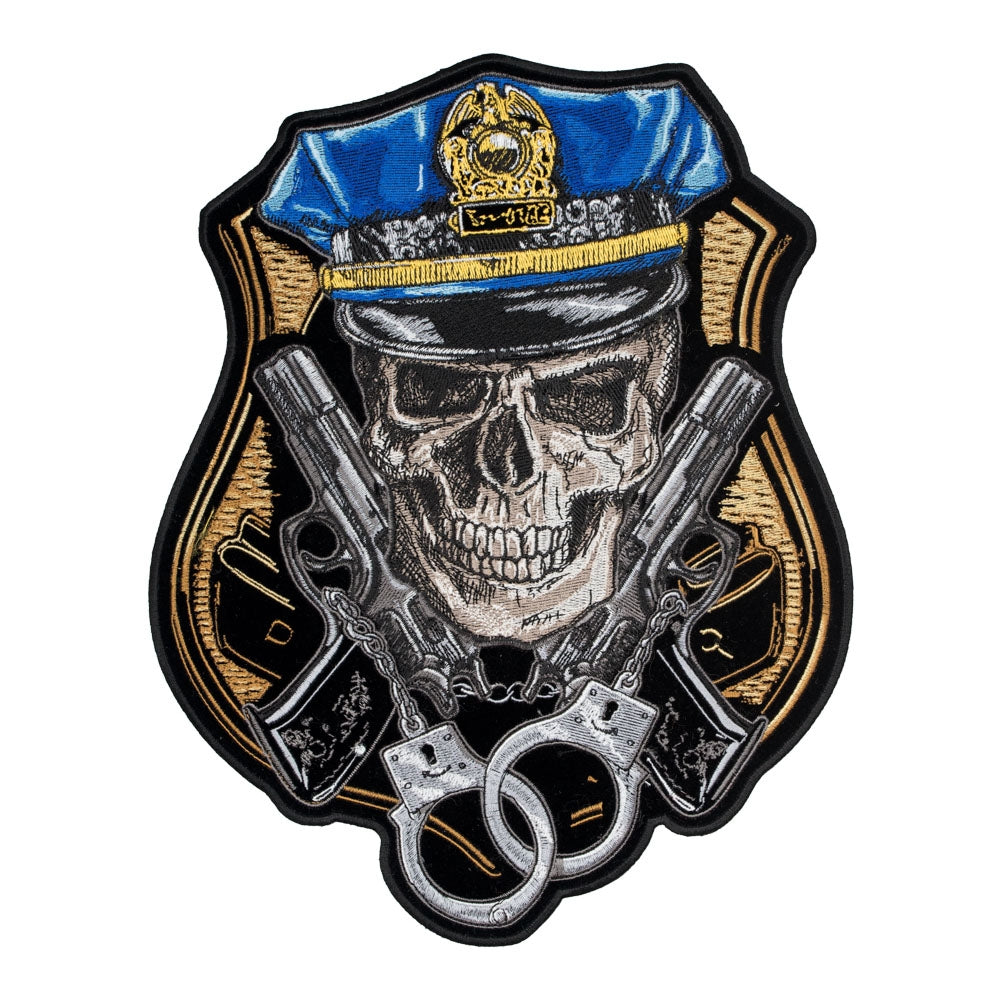Police Badge Skull Guns & Handcuffs Patch, Large Size — product image