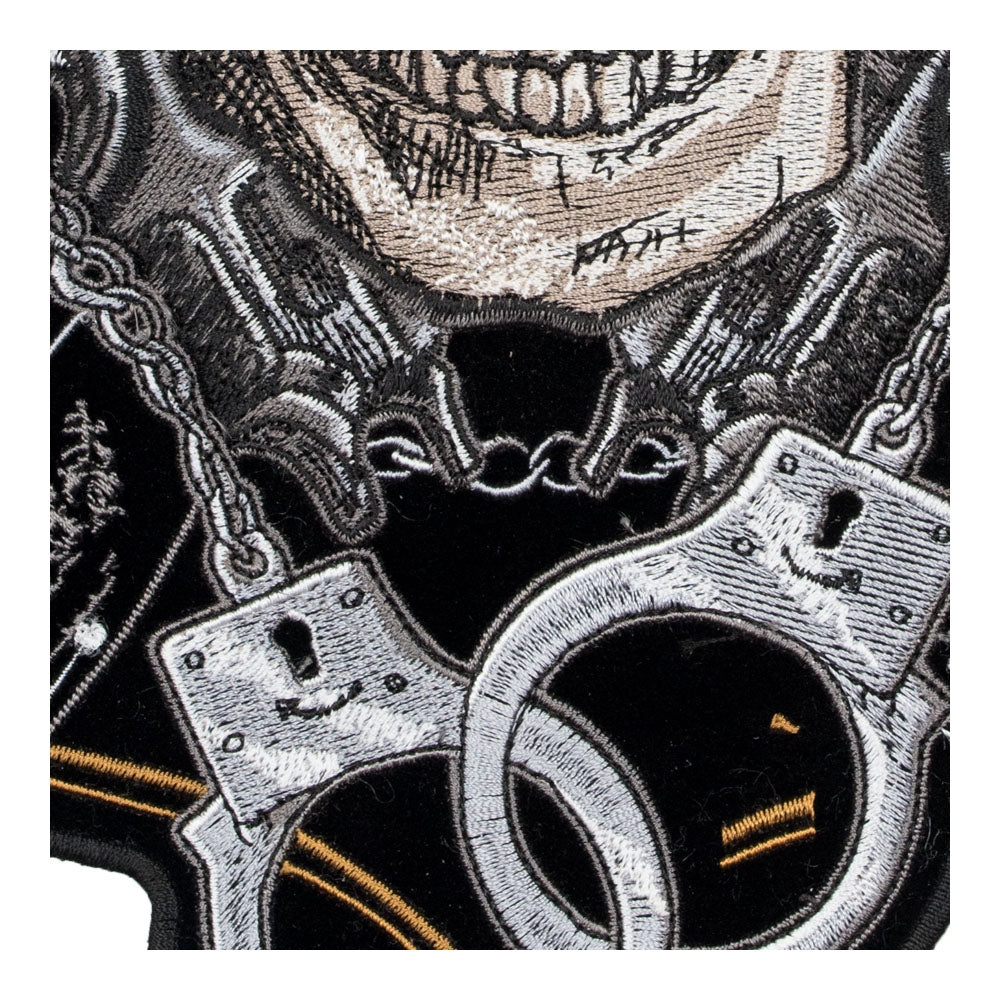 Police Badge Skull Guns &amp; Handcuffs Patch, Large Size — detail view 1