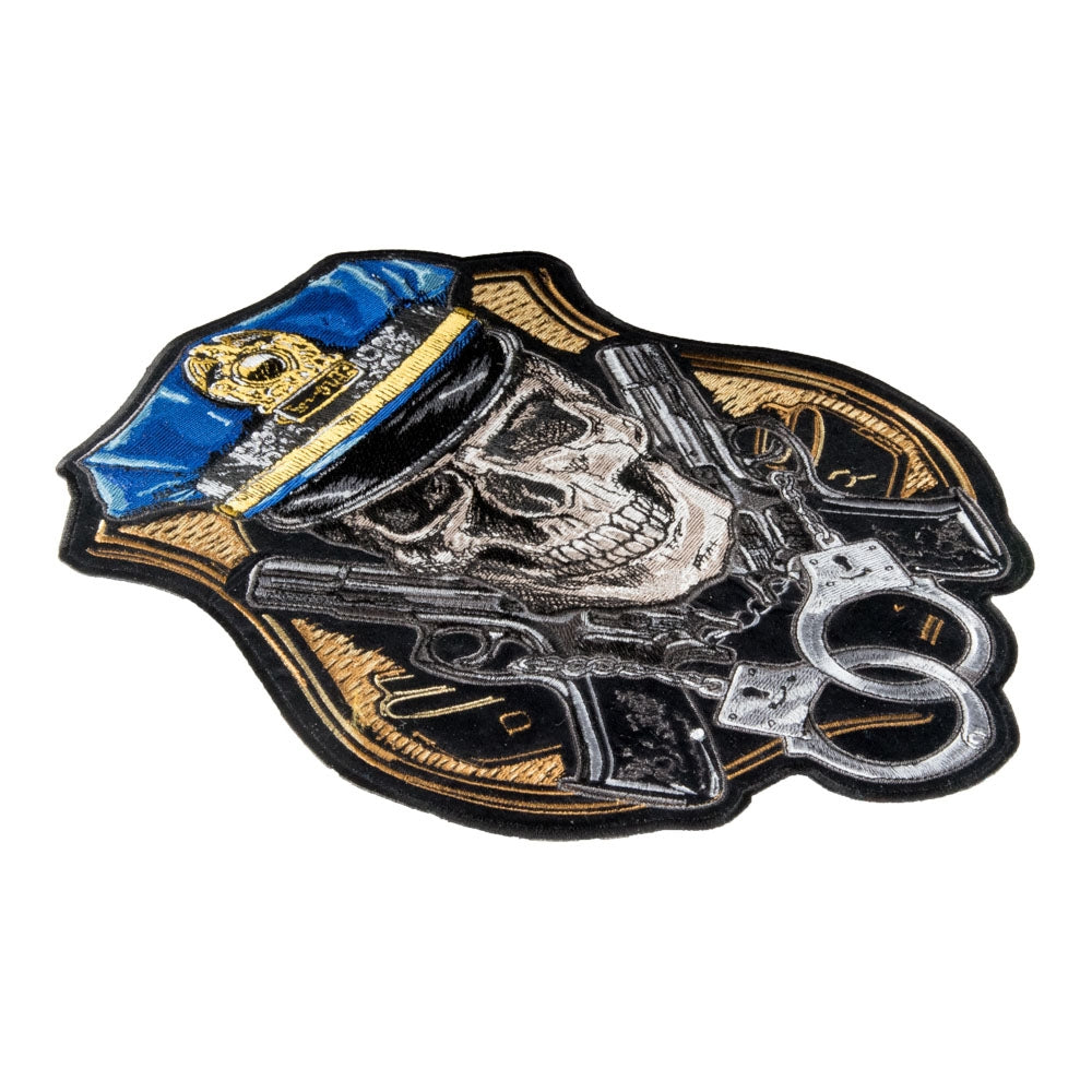 Police Badge Skull Guns &amp; Handcuffs Patch, Large Size — detail view 2