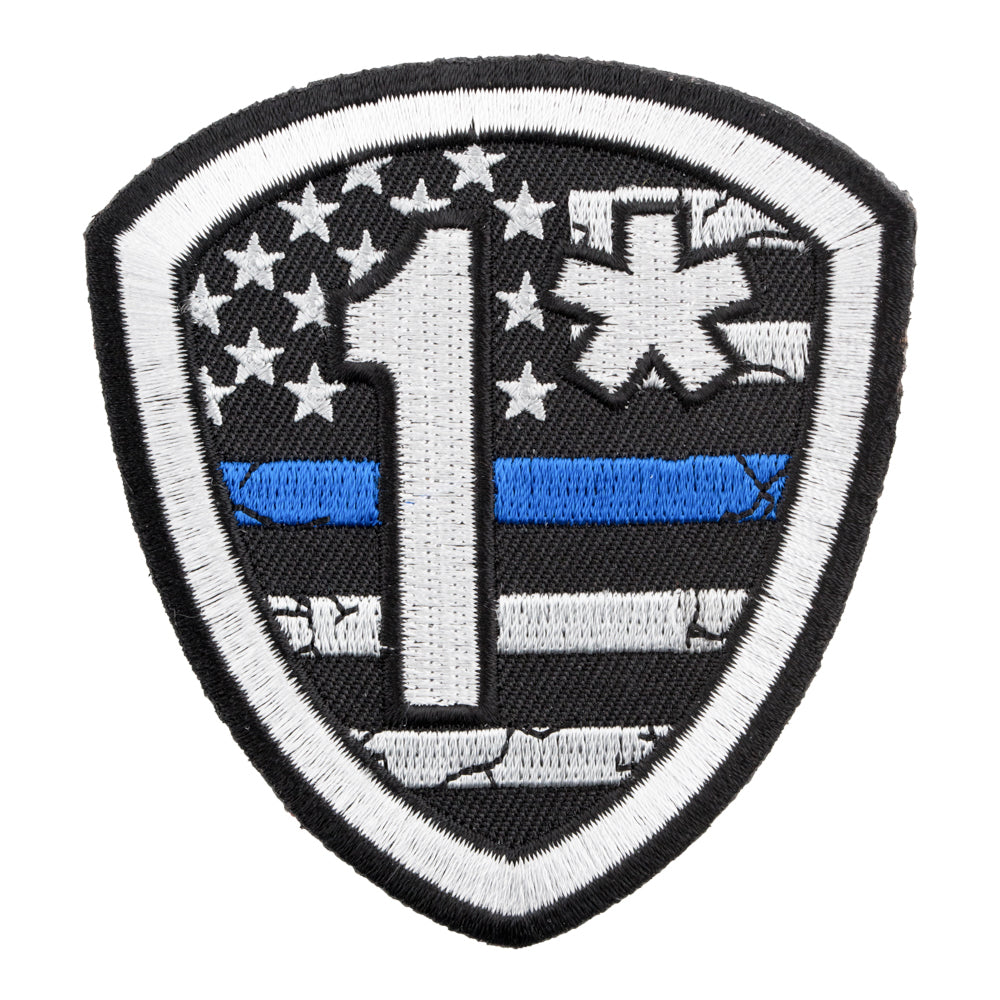 1* US Flag Thin Blue Line Shield Patch, Law Enforcement Patches — product image