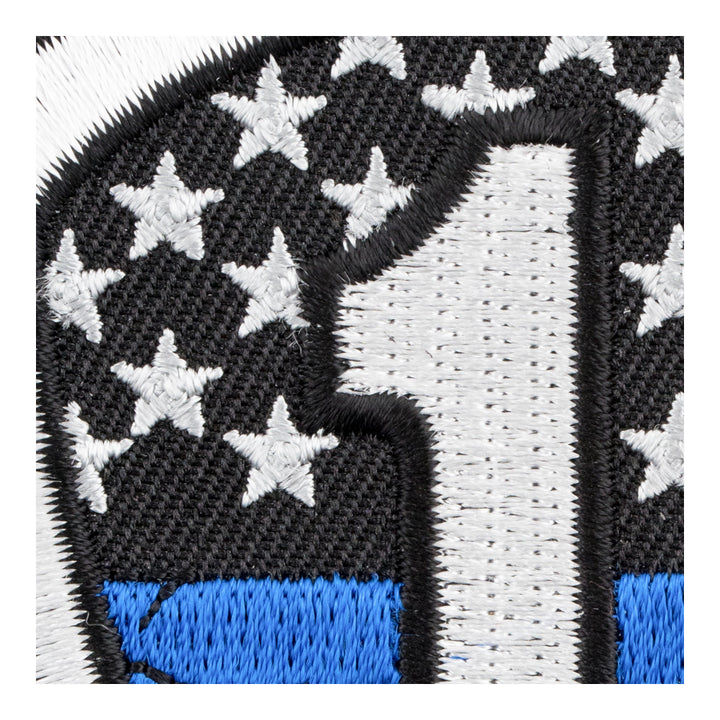 1* US Flag Thin Blue Line Shield Patch, Law Enforcement Patches — detail view 1