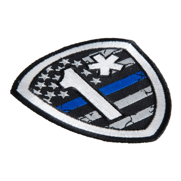 1* US Flag Thin Blue Line Shield Patch, Law Enforcement Patches — detail view 2