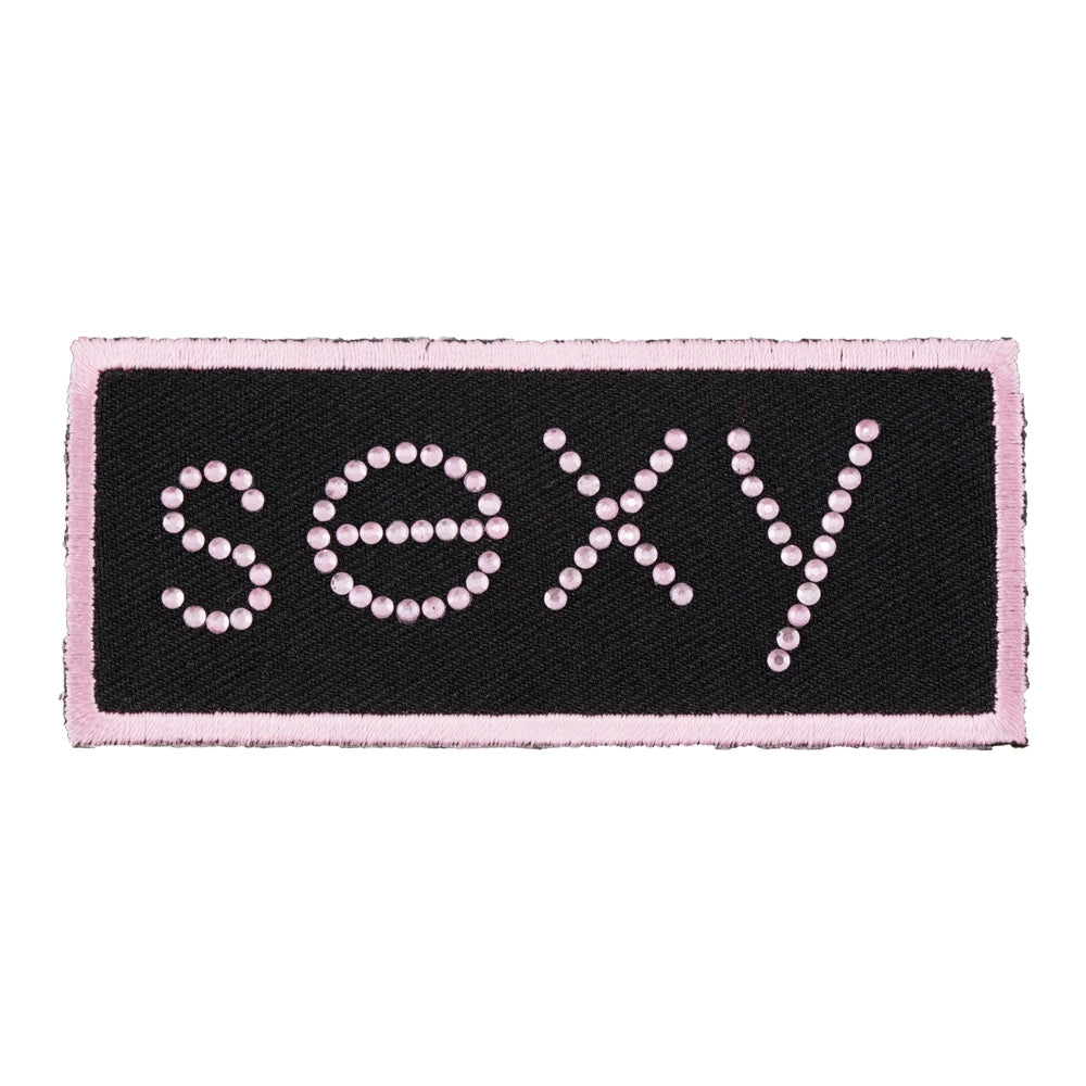 Sexy Pink & Black Rhinestone Patch, Ladies Bling Patches — product image