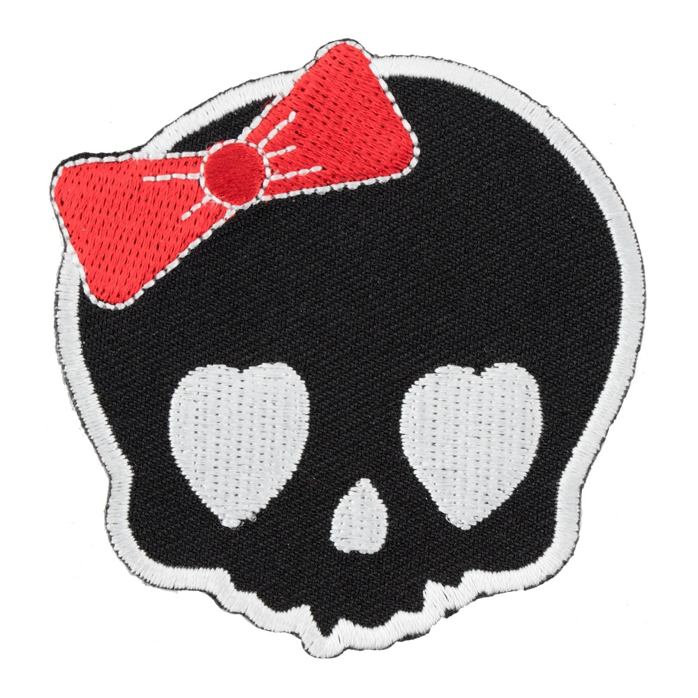 Girly Skull Red Bow Patch, Ladies Skull Patches — product image