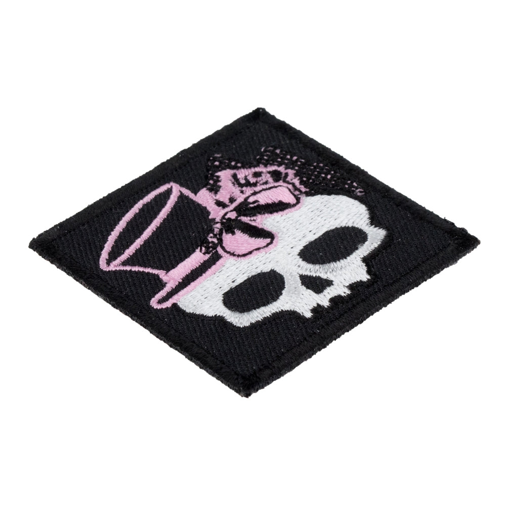 Girly Skull Pink Bow &amp; Top Hat Patch, Ladies Skull Patches — detail view 2