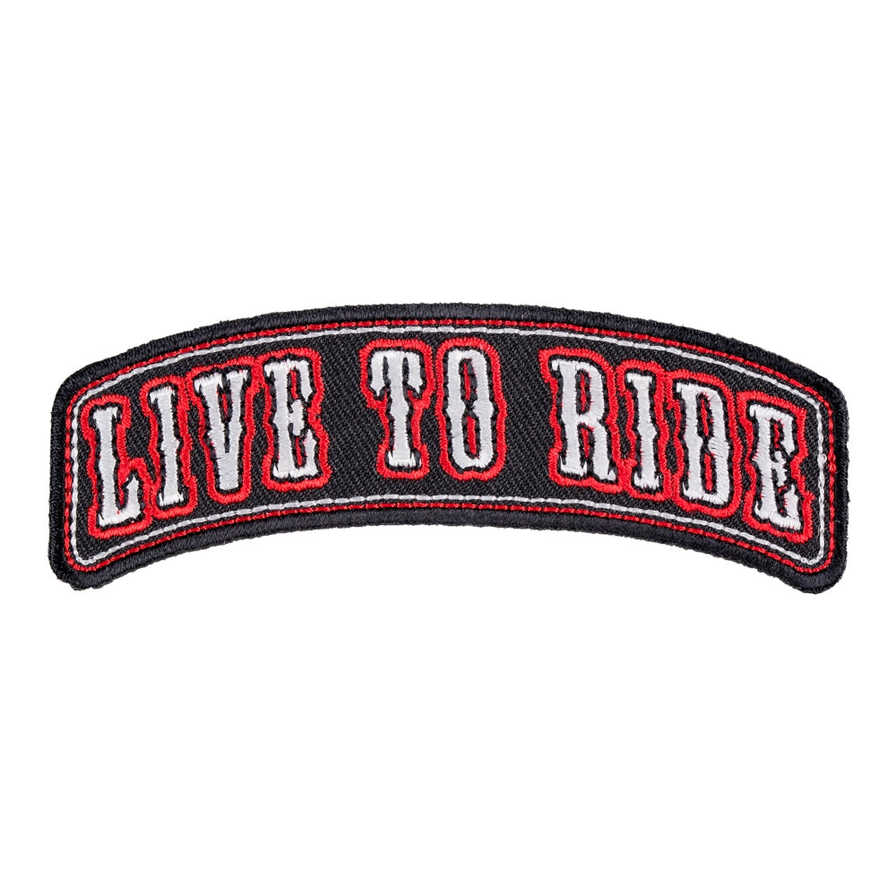 Live To Ride Red & Black Rocker Patch, Biker Patches — product image
