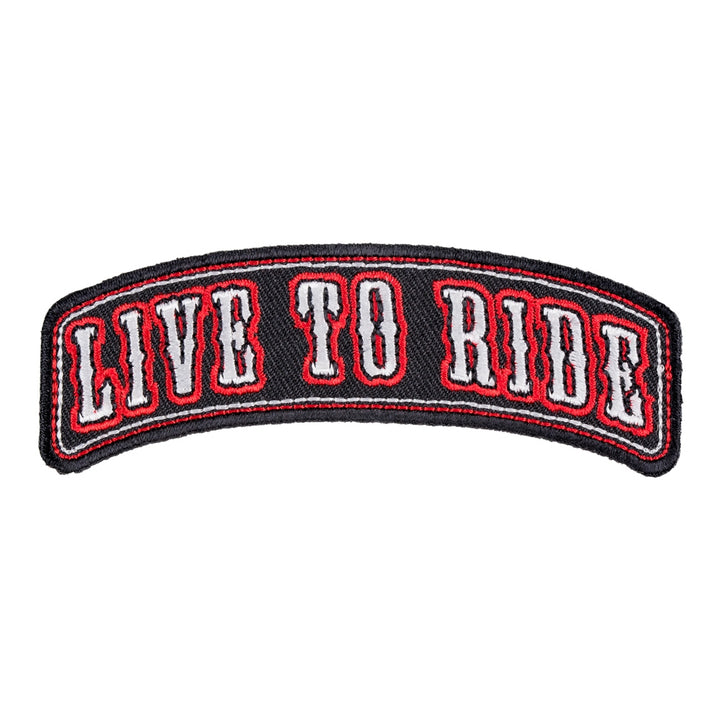 Live To Ride Red &amp; Black Rocker Patch, Biker Patches — product image