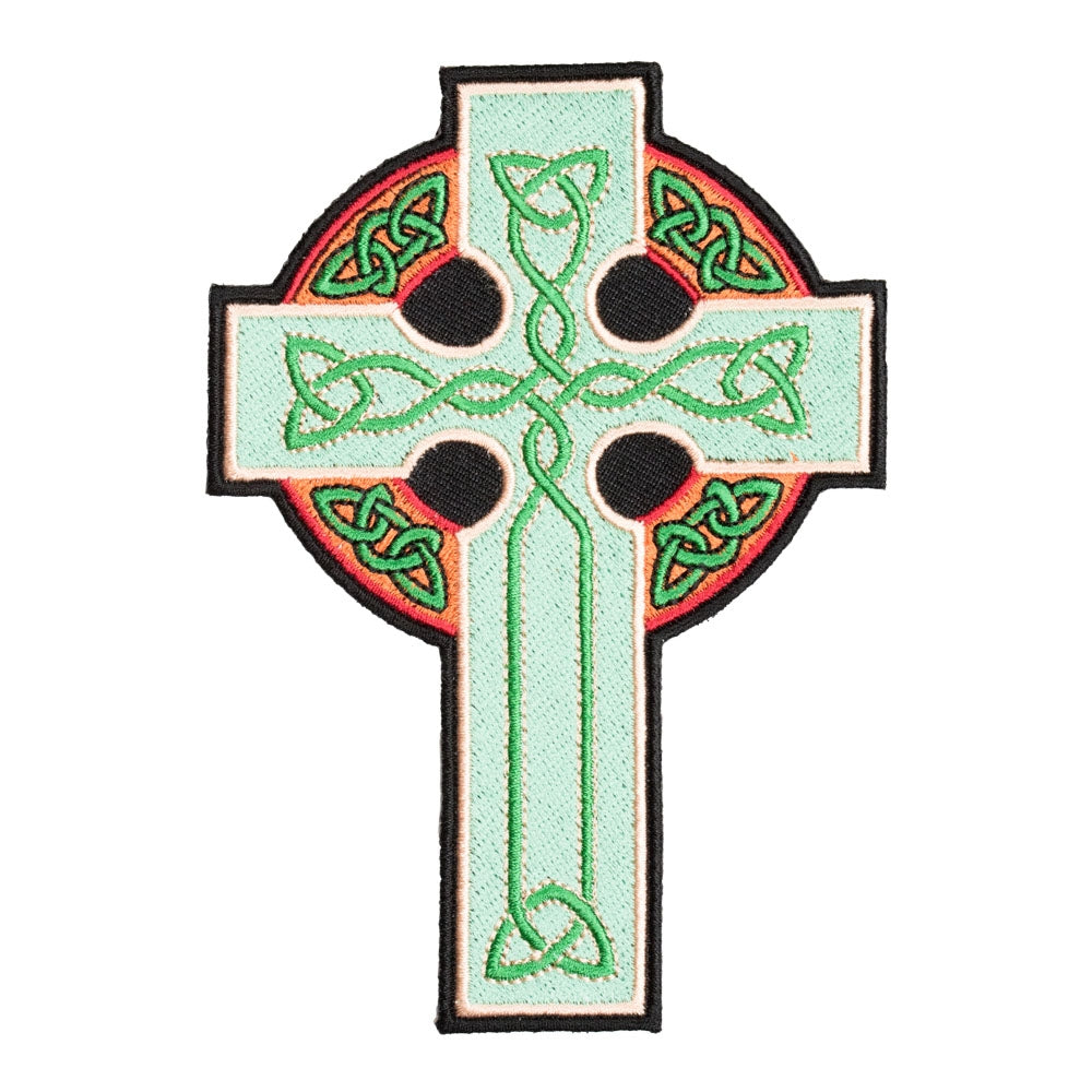Green &amp; Gold Irish Celtic Cross Patch, Small Size — product image