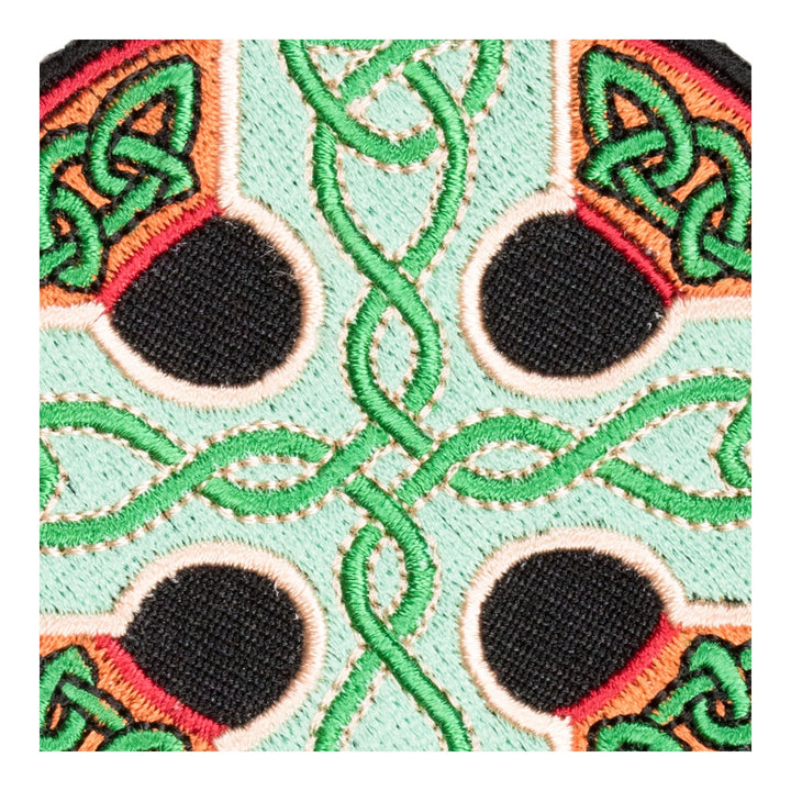 Green &amp; Gold Irish Celtic Cross Patch, Small Size — detail view 1
