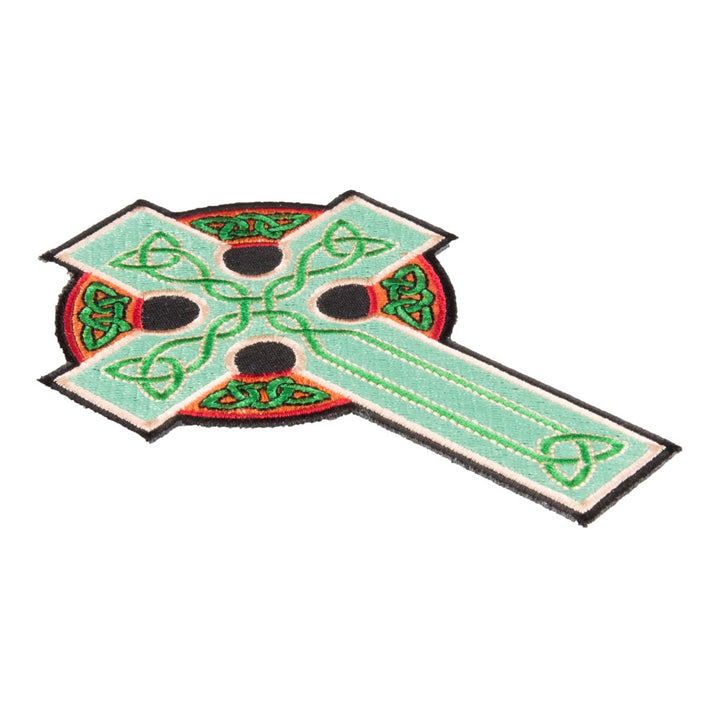 Green &amp; Gold Irish Celtic Cross Patch, Small Size — detail view 2