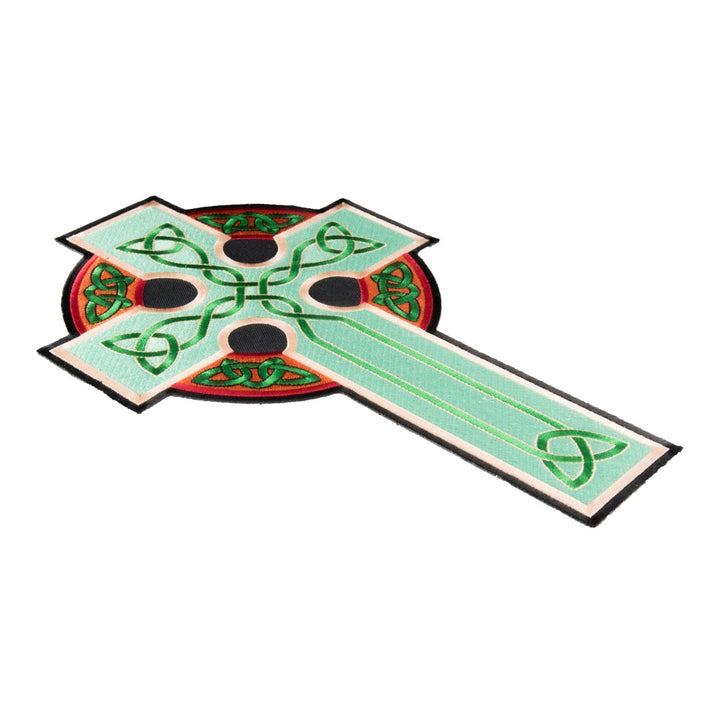 Green &amp; Gold Irish Celtic Cross Patch, Large Size — detail view 1