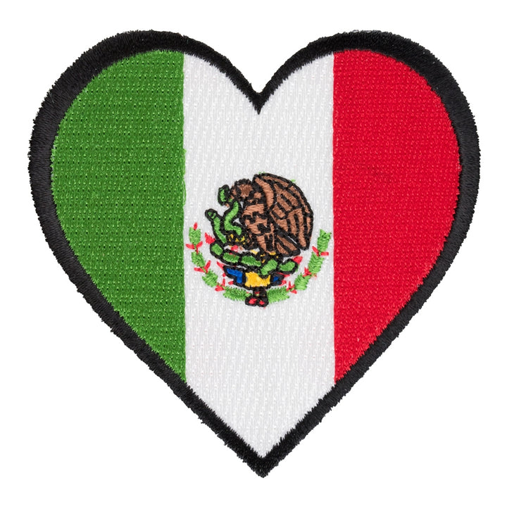 Mexico Flag Heart Shaped Patch, Mexican Pride Patches — product image