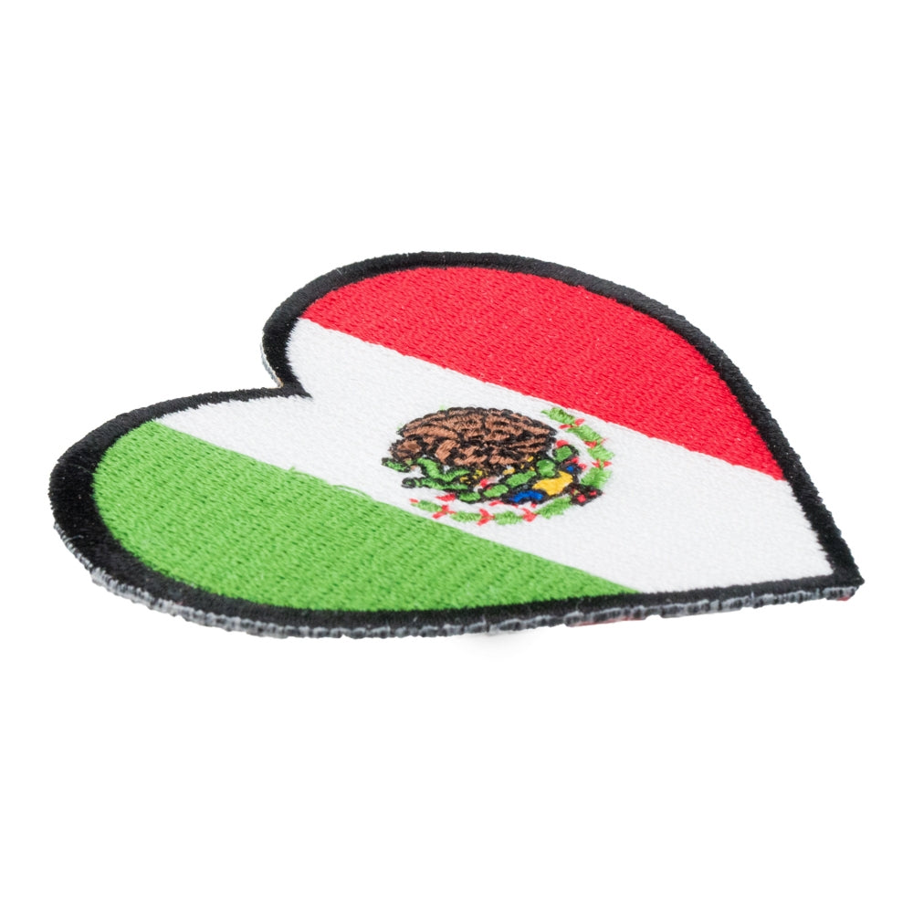 Mexico Flag Heart Shaped Patch, Mexican Pride Patches — detail view 1